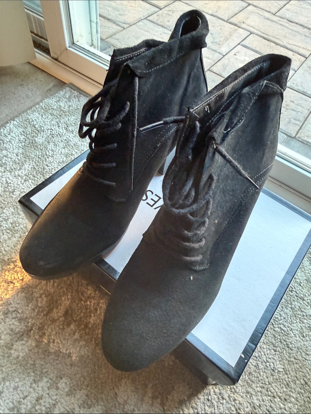 Aldo Black Suede Lace-Up Ankle Boots